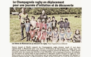 Champagnole Rugby poursuit l'initiation du Rugby aux écoliers de Montrond
