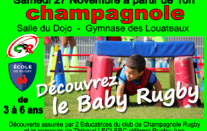 Lancement du Baby Rugby ce samedi 27 nov. au Gymnase des Louateaux
