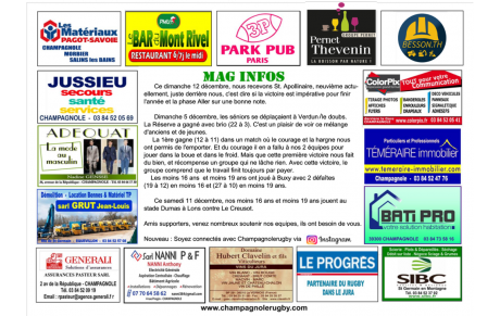 Mag verso du match CHAMPA vs St APOLLINAIRE du 12 décembre